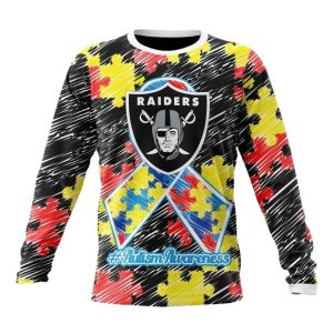 Personalized Las Vegas Raiders Puzzle Autism Awareness AOP Sweatshirt