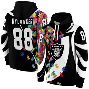 Personalized Las Vegas Raiders Puzzle Pieces Black AOP Hoodie