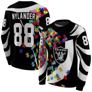 Personalized Las Vegas Raiders Puzzle Pieces Black AOP Sweatshirt