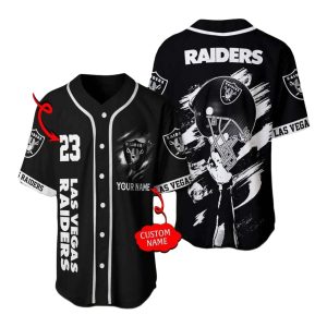 Personalized Las Vegas Raiders Raiders Helmet Black Baseball Jersey