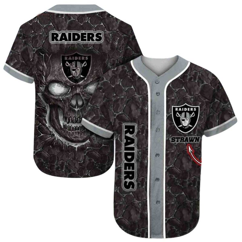 Personalized Las Vegas Raiders Raiders Lava Skull Baseball Jersey 1