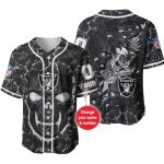 Personalized Las Vegas Raiders Raiders Lava Skull Black Pattern Baseball Jersey
