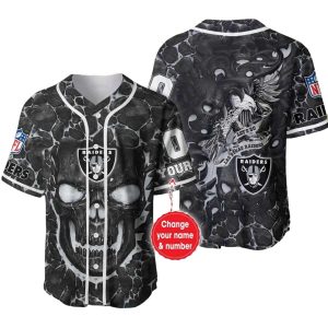 Personalized Las Vegas Raiders Raiders Lava Skull Black Pattern Baseball Jersey