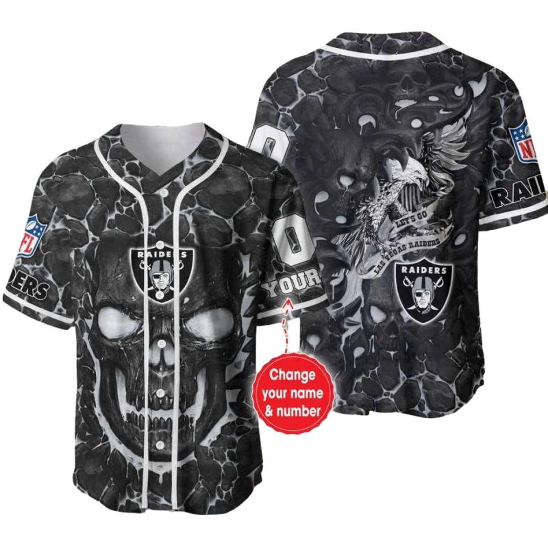 Personalized Las Vegas Raiders Raiders Lava Skull Black Pattern Baseball Jersey 1
