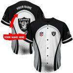 Personalized Las Vegas Raiders Raiders Logo And Hexxagon Black And White Pattern Baseball Jersey