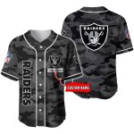 Personalized Las Vegas Raiders Raiders Logo Camo Pattern Baseball Jersey