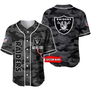 Personalized Las Vegas Raiders Raiders Logo Camo Pattern Baseball Jersey