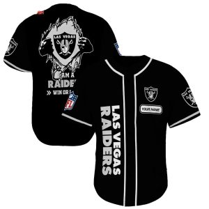 Personalized Las Vegas Raiders Raiders Logo Inside Me Black Pattern Baseball Jersey