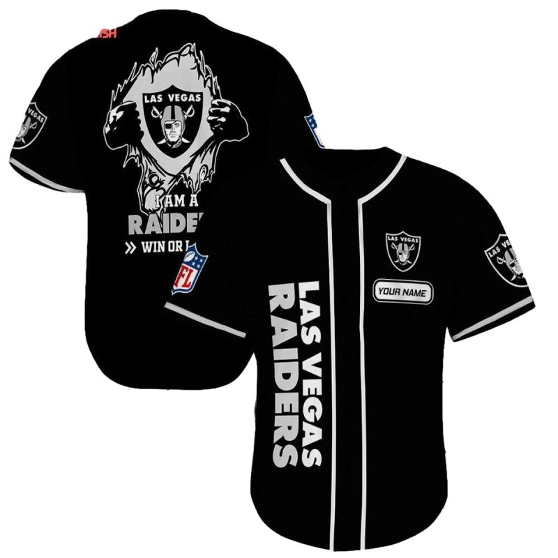 Personalized Las Vegas Raiders Raiders Logo Inside Me Black Pattern Baseball Jersey 1