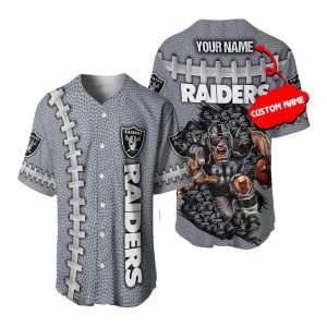 Personalized Las Vegas Raiders Raiders Mascot And Ball Baseball Jersey