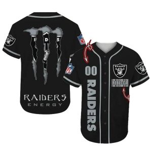 Personalized Las Vegas Raiders Raiders Monster Energy Baseball Jersey