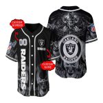 Personalized Las Vegas Raiders Raiders Smokes Skull Halloween Black Baseball Jersey