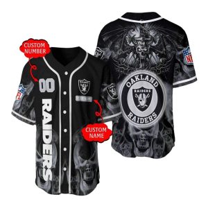 Personalized Las Vegas Raiders Raiders Smokes Skull Halloween Black Baseball Jersey