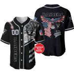 Personalized Las Vegas Raiders Raiders Us Flag Mascot And Eagle Baseball Jersey