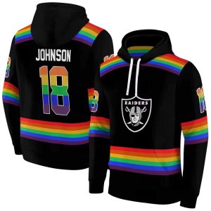 Personalized Las Vegas Raiders Rainbow Stripes Black AOP Hoodie