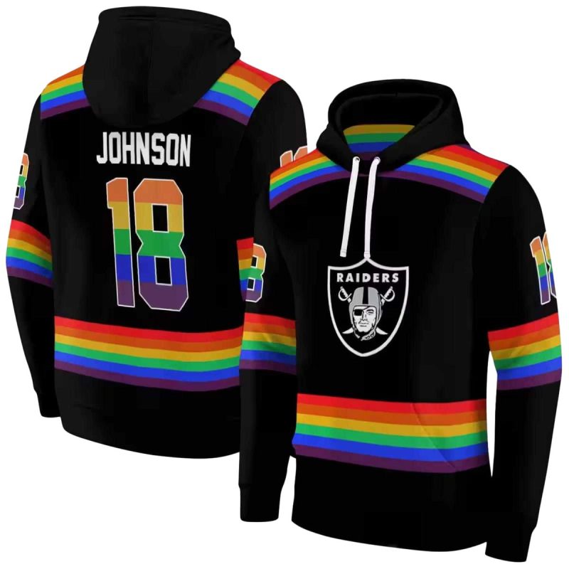 Personalized Las Vegas Raiders Rainbow Stripes Black Aop Hoodie 1