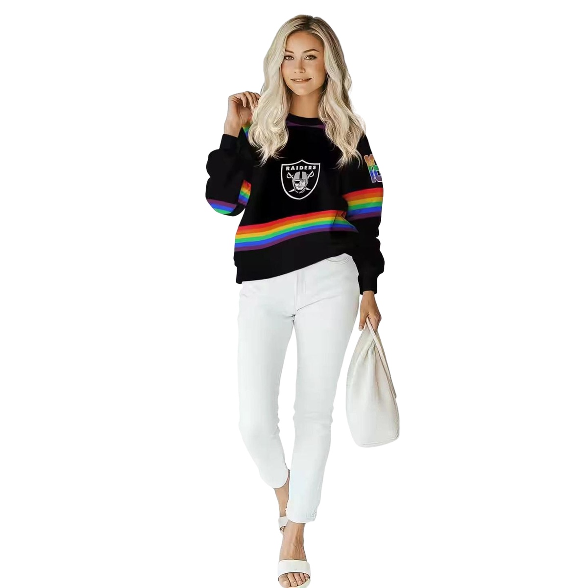 Personalized-Las-Vegas-Raiders-Rainbow-Stripes-Black-AOP-Sweatshirt-3