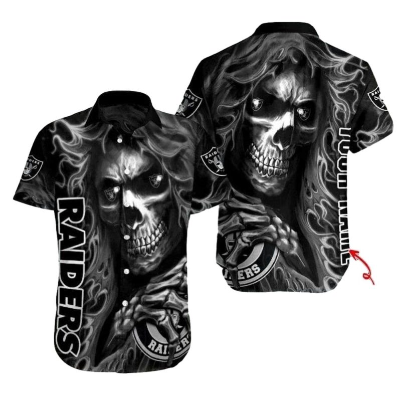 Personalized Las Vegas Raiders Skull Blitz Hawaiian Shirt 1