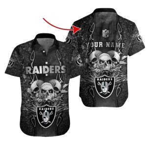 Personalized Las Vegas Raiders Skull Gothic Hawaiian Shirt