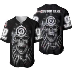 Personalized Las Vegas Raiders Skull Halloween Baseball Jersey