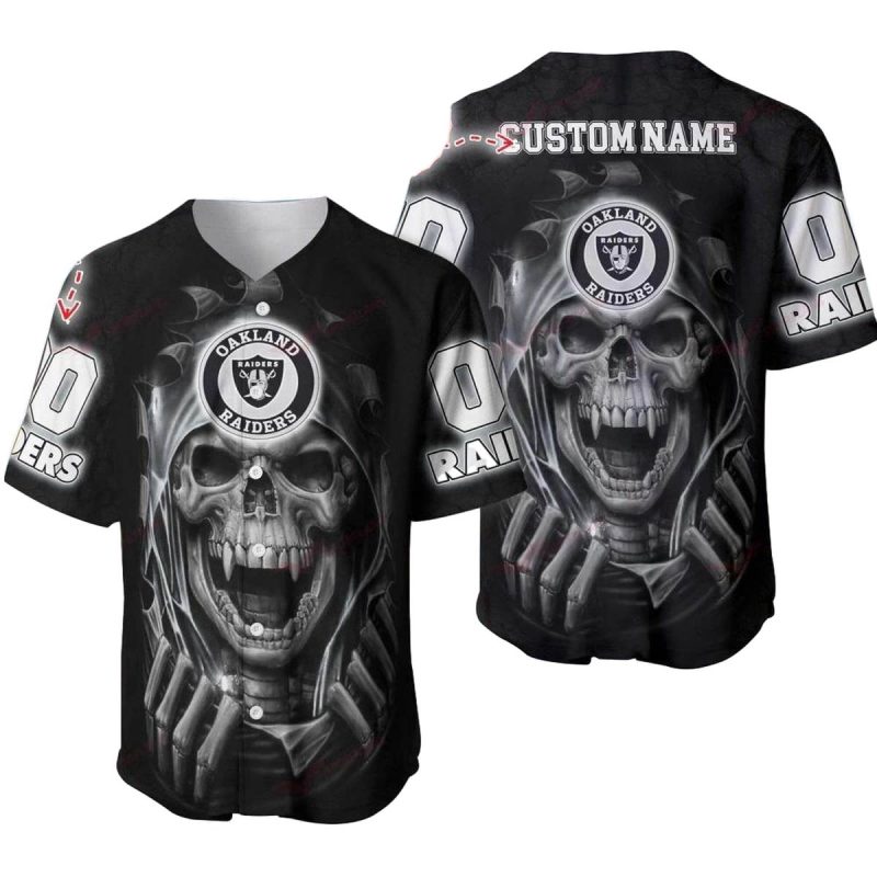 Personalized Las Vegas Raiders Skull Halloween Baseball Jersey 1