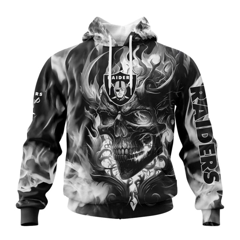 Personalized Las Vegas Raiders Skull Happy Halloween Aop Hoodie 1