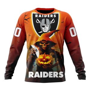 Personalized Las Vegas Raiders Skull Pumpkin Halloween AOP Sweatshirt