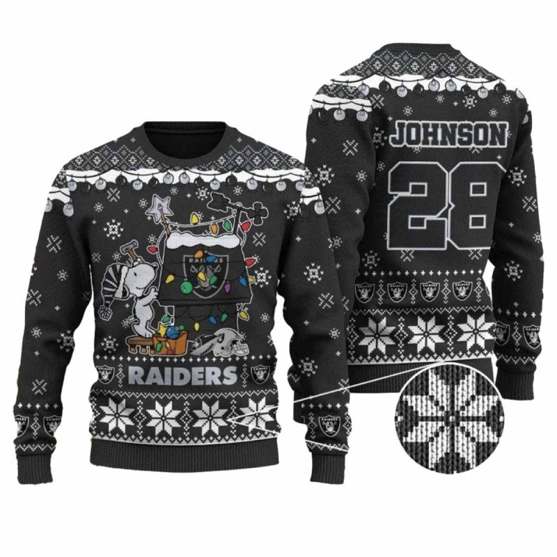 Personalized Las Vegas Raiders Snoopy House Ugly Sweater 1