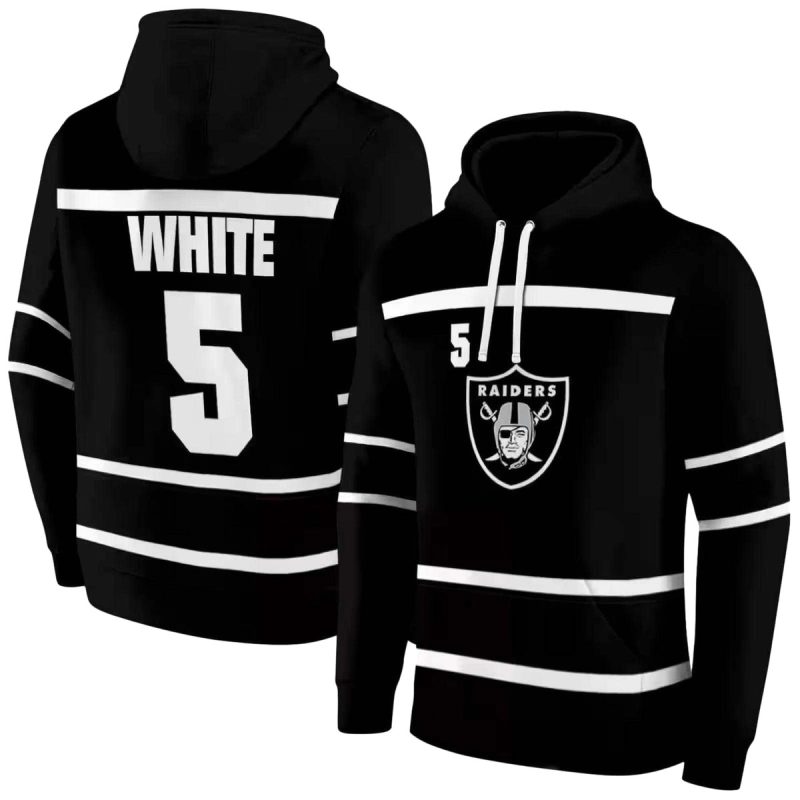 Personalized Las Vegas Raiders Striped Pattern Black Aop Hoodie 1