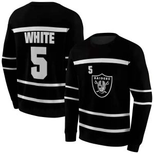 Personalized Las Vegas Raiders Striped Pattern Black AOP Sweatshirt