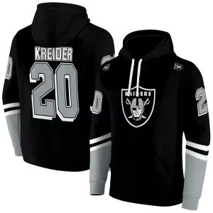 Personalized Las Vegas Raiders Striped Sleeves Black AOP Hoodie