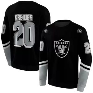 Personalized Las Vegas Raiders Striped Sleeves Black AOP Sweatshirt
