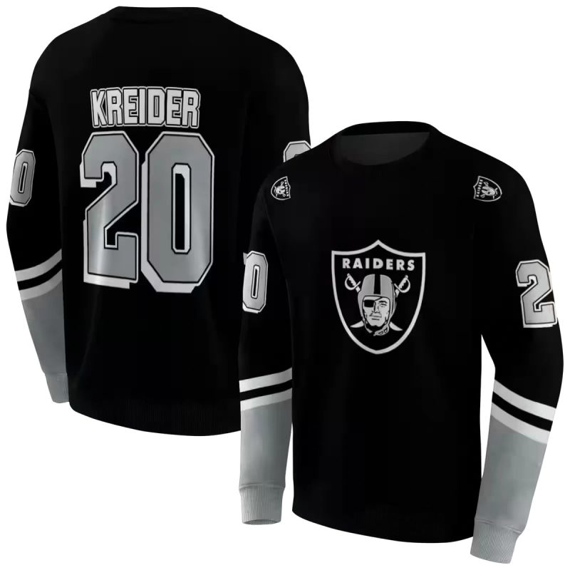 Personalized Las Vegas Raiders Striped Sleeves Black Aop Sweatshirt 1