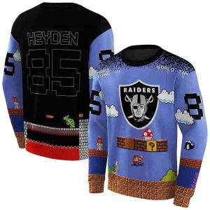 Personalized Las Vegas Raiders Super Mario Blue Black AOP Sweatshirt