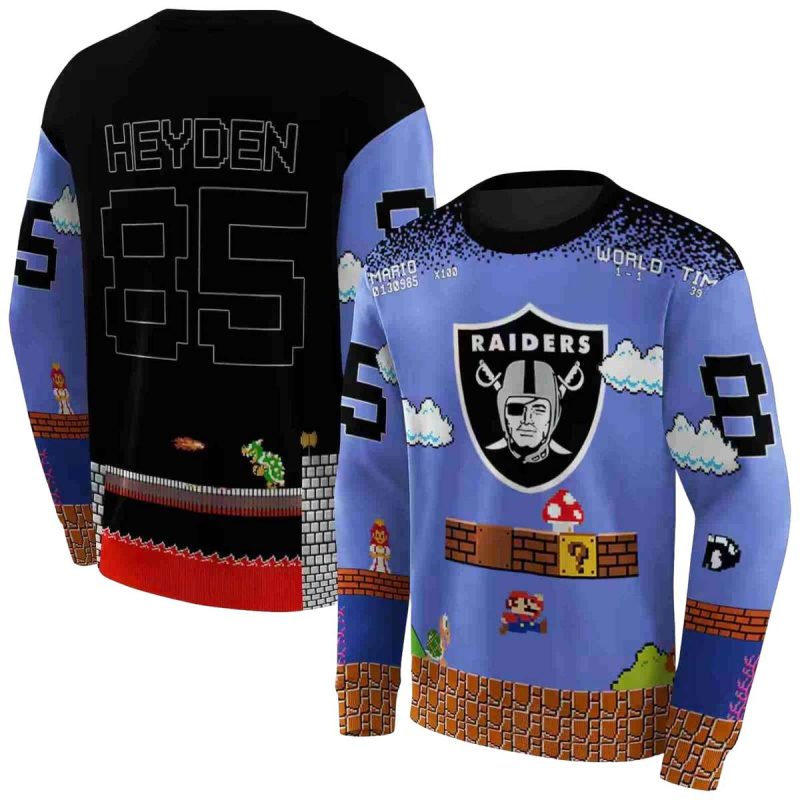 Personalized Las Vegas Raiders Super Mario Blue Black Aop Sweatshirt 1
