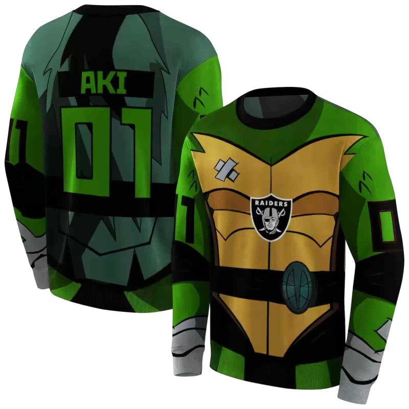 Personalized Las Vegas Raiders Superhero Armor Black Green Aop Sweatshirt 1