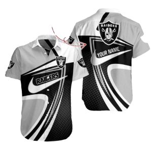 Personalized Las Vegas Raiders Swirling Speed Halftone Black Silver Hawaiian Shirt
