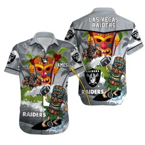 Personalized Las Vegas Raiders Tiki Mask Island Hawaiian Shirt