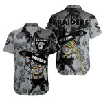 Personalized Las Vegas Raiders Tiki Surfer With Palm Tree Hawaiian Shirt