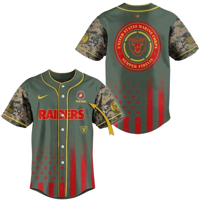 Personalized Las Vegas Raiders Us Marine Corps Baseball Jersey 1