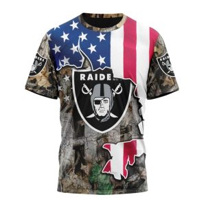 Personalized Las Vegas Raiders Usa Flag Camo Realtree Hunting AOP T-Shirt