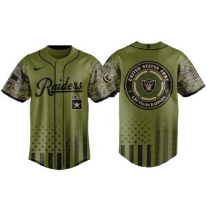 Personalized Las Vegas Raiders Us Army 2025 Baseball Jersey