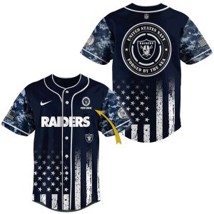 Personalized Las Vegas Raiders Veteran Us Navy Baseball Jersey