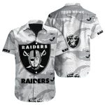 Personalized Las Vegas Raiders Whale And Ocean Pattern Grayscale Hawaiian Shirt