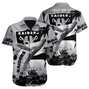 Personalized Las Vegas Raiders Whale Tail Beach Theme Hawaiian Shirt