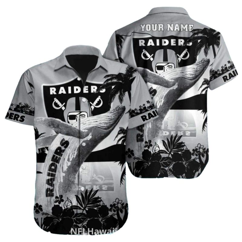 Personalized Las Vegas Raiders Whale Tail Beach Theme Hawaiian Shirt 1
