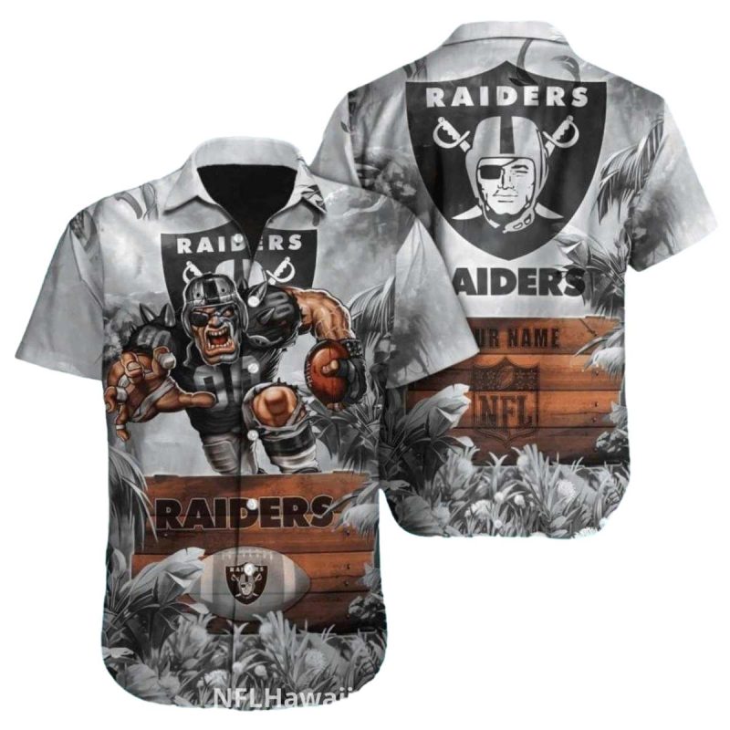 Personalized Las Vegas Raiders Wooden Sign Tropical Hawaiian Shirt 1