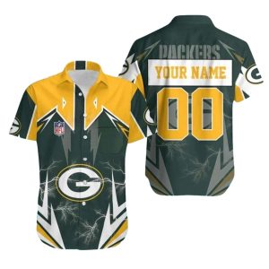 Personalized Lightning Bolt Green Bay Packers Hawaiian Shirt