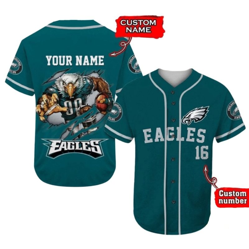 Personalized Mascot Eagles Logo Baseball Jersey