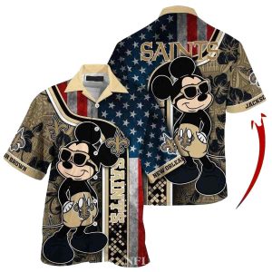Personalized Mickey Mouse American Flag New Orleans Saints Hawaiian Shirt